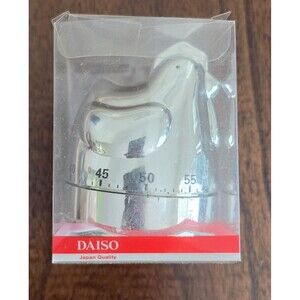 Daiso Japan Chrome Chicken Kitchen Timer Mechanical Wind Up Hen 60 Minute NIP